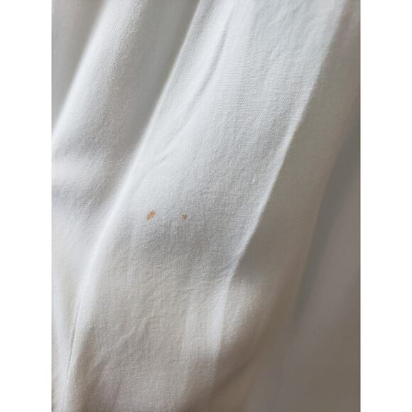 Aakaa Trouser Pants Women's M White Solid Elastic Waist Pull On Wide Leg Coastal - Picture 14 of 14